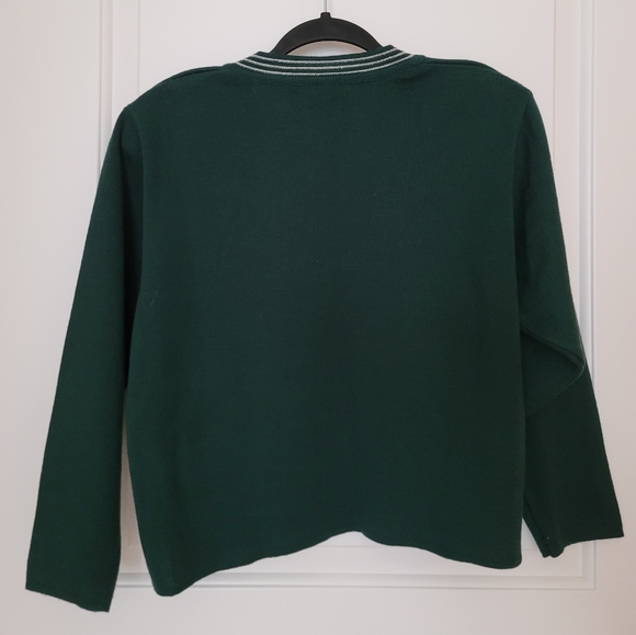 Green cardigan with silver stripes M - Picture 3 of 9